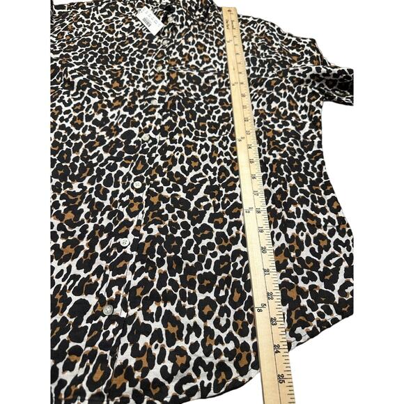 NWT J Crew Womens Button Shirt Leopard Print Linen Blend Slim Fit Size 12 - Picture 7 of 7